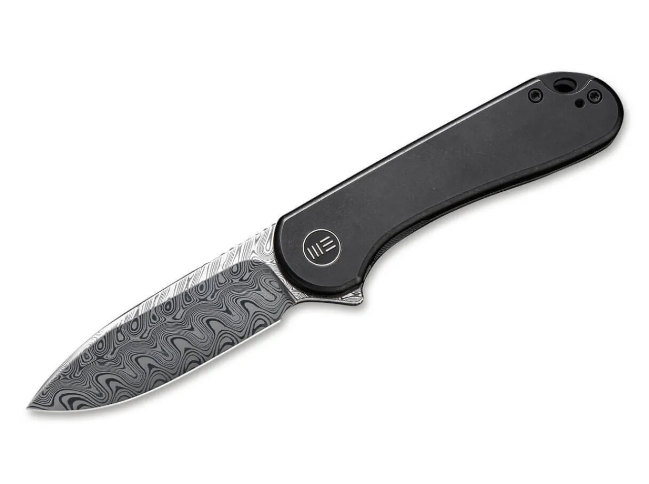 Elementum Damascus Titanium Black|WE Knife Outlet